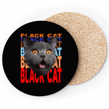 Discover Black Cat Angry Look Coasters