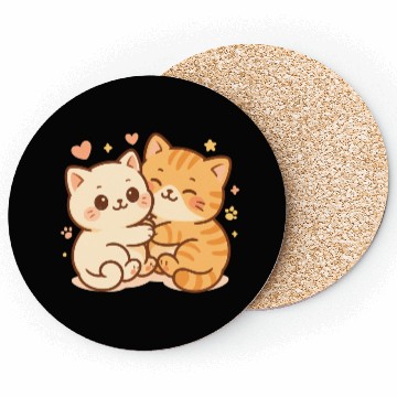 Discover Cute Kittens Embracing Heartwarming Design Coasters