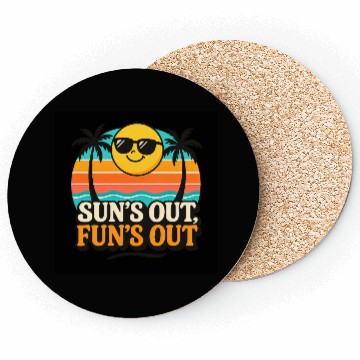 Discover Sun’s Out, Fun’s Out – Retro Beach Vibes Graphic Coasters
