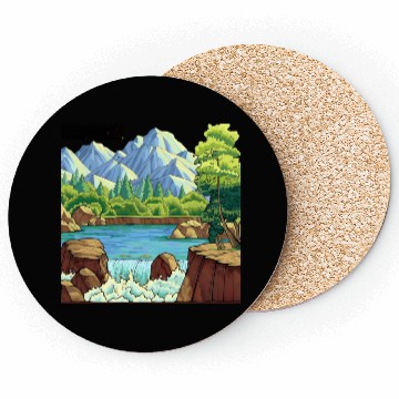 Discover Serene Mountain River Landscape Coasters