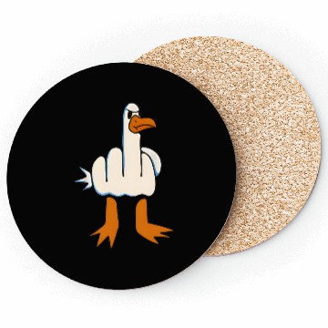 Discover Whimsical Middle Finger Goose Illustration Coasters