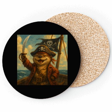 Discover Whimsical Pirate Ferret Art Coasters