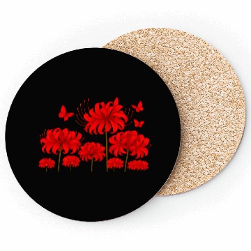 Discover Vivid Red Hibiscus with Butterflies Coasters