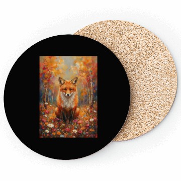 Discover Red Fox Oil Painting Coasters