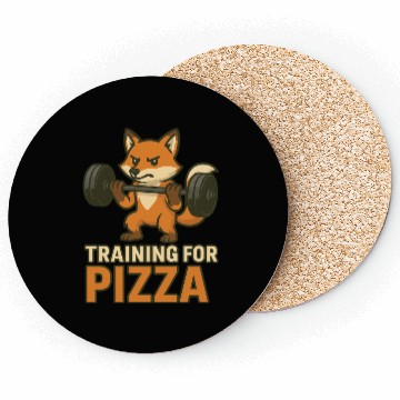 Discover Funny Gym Coasters Training for Pizza Workout Fox