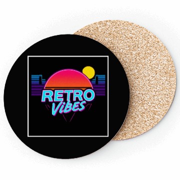 Discover Retro Vibes Sunset Neon Design Coasters