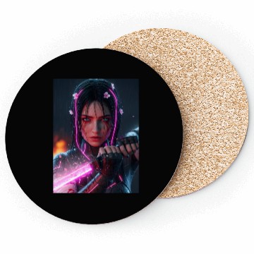 Discover Cyberpunk Samurai Girl Coasters