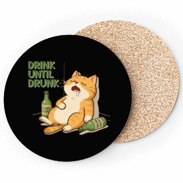 Discover Humorous Cat Drinking Alcohol Meme Design Coasters