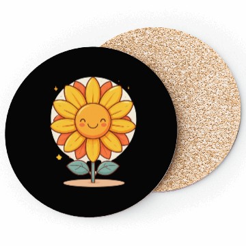 Discover Smiling Kawaii Sunflower Coasters