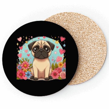 Discover Pug Dog Portrait Coasters