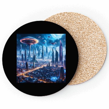 Discover Cyberpunk World Cityscape with Alien Ufo Skies Coasters
