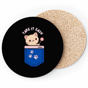 Discover Sweet Kitten Lollipop Badge Design Coasters