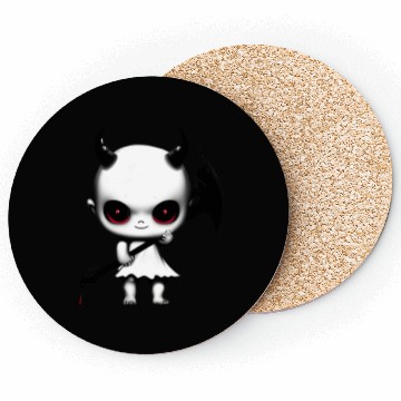 Discover Cute Demon Baby with Horns and Bat Wings Coasters