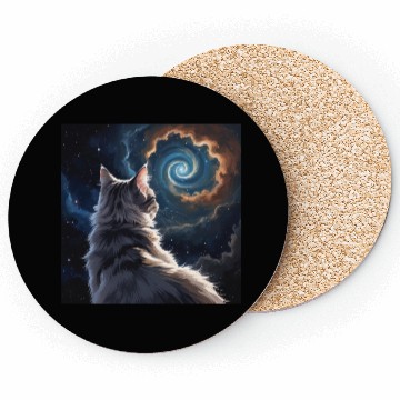 Discover Cosmic Cat Galaxy Art Coasters