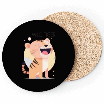 Discover Wild Tiger roar Bauhaus Style Coasters