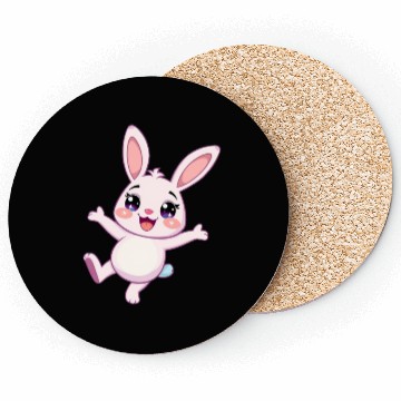 Discover Whimsical Bunny with Sparkling Eyes Coasters