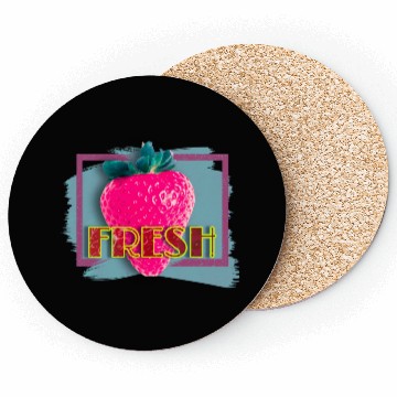 Discover Vibrant Strawberry with Fresh Neon Sign Coasters