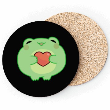 Discover Green Frog Holds a Heart Sticker Coasters