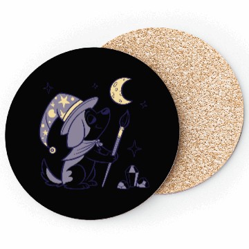 Discover Mystical Moon Wizard Illustration Coasters