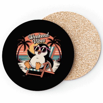 Discover Chill Penguin Weekend Vibes Coasters