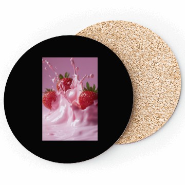 Discover Strawberries in Pink Splash Coasters