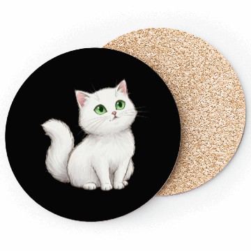 Discover Elegant White Cat with Green Eyes Coasters