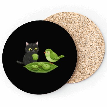 Discover Whimsical Cat Bird Snack Scene Coasters