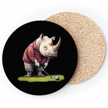 Discover Rhinoceros Golfer / Golf Rhinoceros Coasters