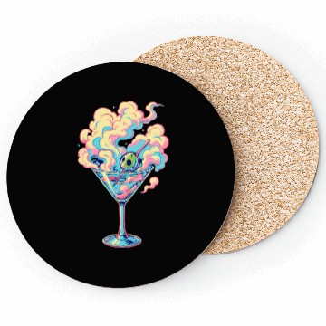 Discover Vaporwave Martini Cocktail Dreams Coasters