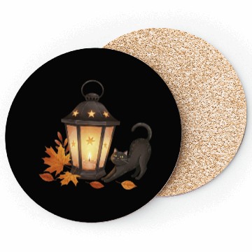 Discover Autumn Night Lantern with Playful Cat Coasters