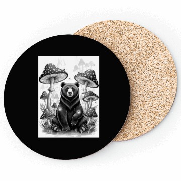 Discover Whimsical Forest Bear & Magical Mushrooms Coasters