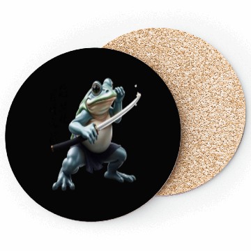 Discover Kawaii Frog Warrior Art Design Coasters