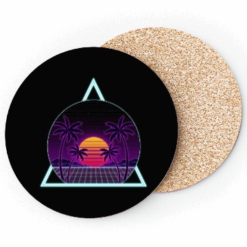 Discover Neon Sunset with Tropical Palms Coasters