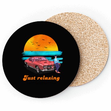 Discover Just Relaxing – Vintage Sunset Car Vibes Coasters