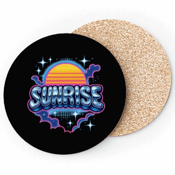 Discover Retro Sunrise Neon Design Coasters