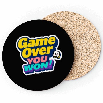 Discover Game Over You Won Motivational Sticker Coasters