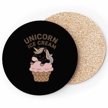 Discover Unicorn Ice Cream Illustration Coasters