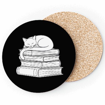 Discover Sleeping Cat on Books Coasters