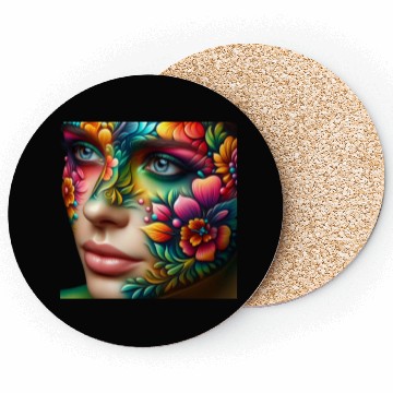 Discover Vibrant Floral Face Art Coasters