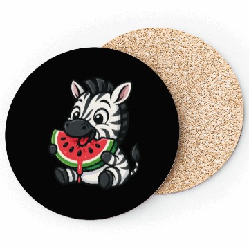 Discover Funny zebra watermelon fruit summer cartoon Coasters