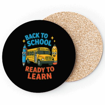 Discover Back to School Bus Cartoon Design Coasters
