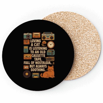 Discover Nostalgic Cat Listening Cassette Tape Coasters