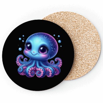 Discover Colorful Cartoon Octopus Illustration Coasters