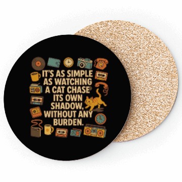 Discover Whimsical Retro Cat Chase Quote Design Coasters