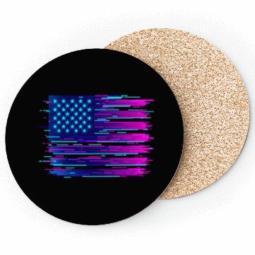 Discover Retro Neon Grunge American Flag Coasters