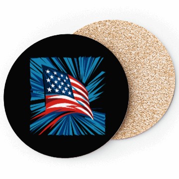Discover Patriotic American Flag Burst Design Coasters
