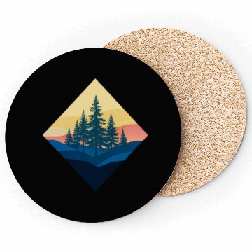 Discover Serene Mountain Pine Sunset Design Coasters