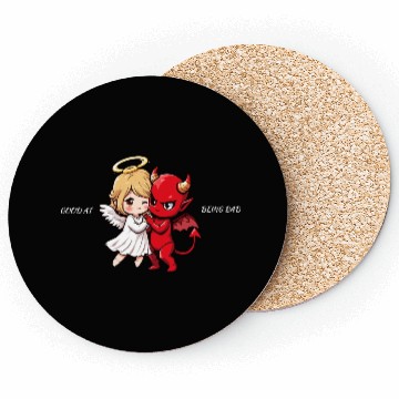 Discover Heavenly Angel vs Devil Cartoon Design Coasters