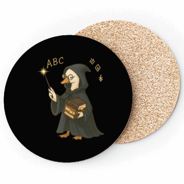 Discover Wizard Goose with Spell Books Coasters