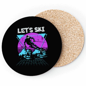 Discover Retro Snow Skiing Illustration Coasters